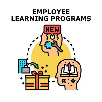 Employee learning programs developing professional skills Stock Illustration