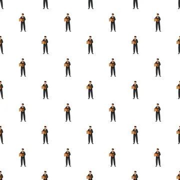 Employee leaving work holding box seamless pattern Stock Illustration