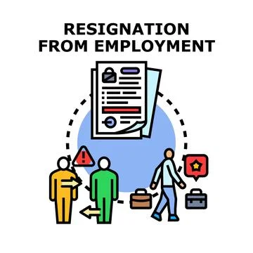 Employee leaving work with resignation document illustration 스톡 일러스트