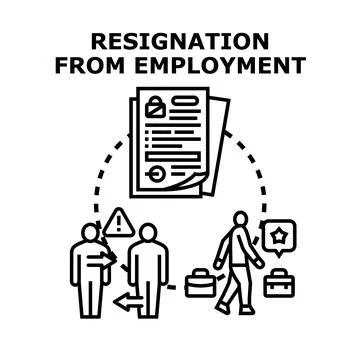 Employee leaving work with resignation document illustration 스톡 일러스트