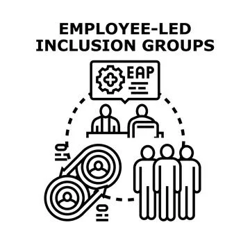 Employee led inclusion groups supporting workplace diversity Stock Illustration