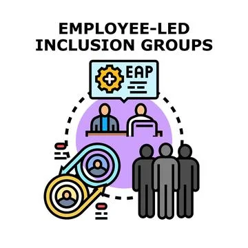 Employee led inclusion groups supporting workplace diversity Illustrazione stock
