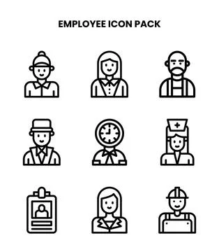 Employee Line Vector Icons Pack 库存插图
