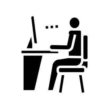 Employee looking on computer screen glyph icon vector illustration Stock Illustration