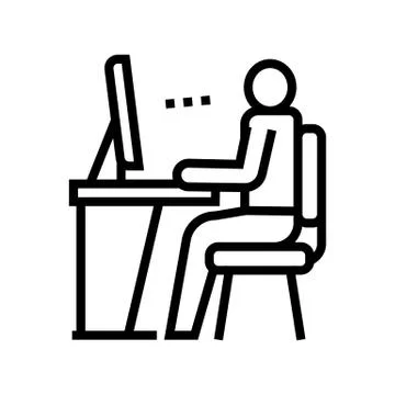 Employee looking on computer screen line icon vector illustration Stock Illustration