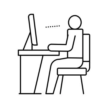 Employee looking on computer screen line icon vector illustration Stock Illustration