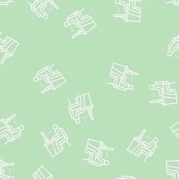 Employee looking on computer screen line seamless pattern Stock Illustration