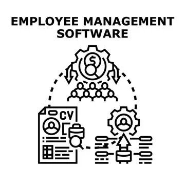 Employee management software optimizing business human resource processes Illustrazione stock