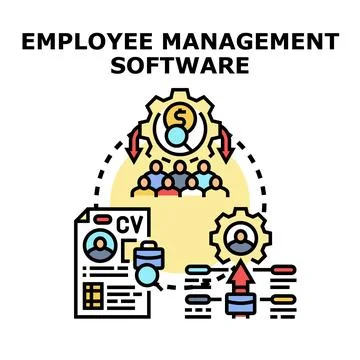 Employee management software optimizing business human resource processes Stock Illustration