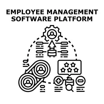 Employee management software platform optimizing human resources system Stock Illustration