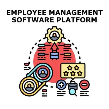 Employee management software platform optimizing human resources system Stock Illustration
