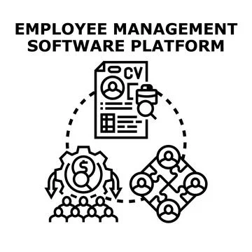 Employee management software platform representing hiring processes with a cv Stock Illustration