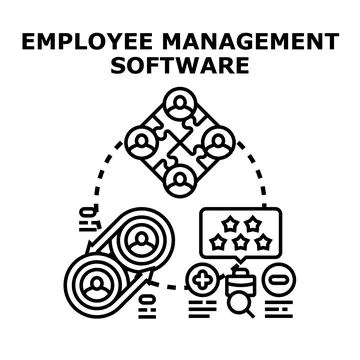 Employee management software system optimizing human resources Ilustração Stock