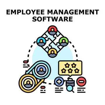 Employee management software system optimizing human resources Stock Illustration
