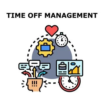Employee managing time off and work scheduling decisions Stock Illustration