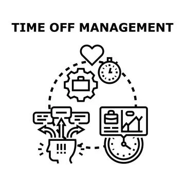 Employee managing time off and work scheduling decisions Stock Illustration