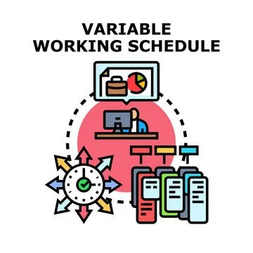 Employee managing variable working schedule with flexible time Stock Illustration