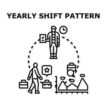 Employee managing yearly shift pattern scheduling and work optimization Stock Illustration