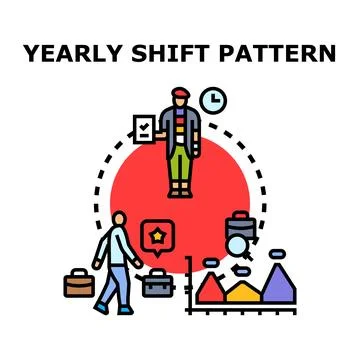 Employee managing yearly shift pattern scheduling and work optimization Stock Illustration