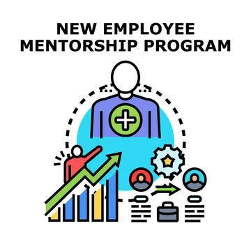 Employee mentorship program supporting professional development and growth Stock Illustration