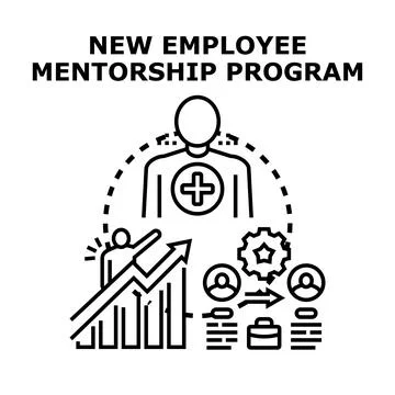 Employee mentorship program supporting professional development and growth Stock Illustration