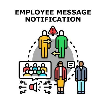 Employee message notification communication network concept Stock Illustration