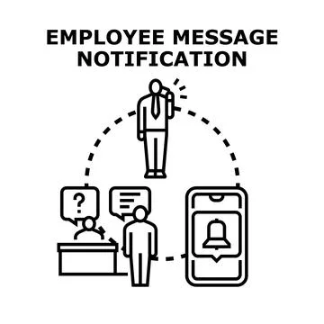 Employee message notification concept communicating information flow Stock Illustration