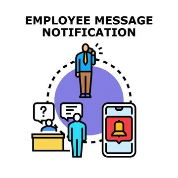 Employee message notification concept communicating information flow Stock Illustration