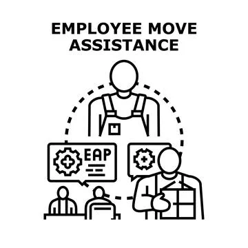 Employee move assistance program facilitating relocation services Stock Illustration
