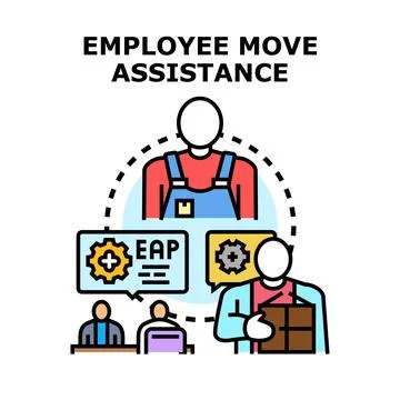 Employee move assistance program facilitating relocation services Illustration