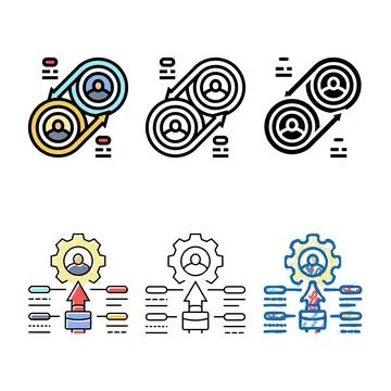 Employee multistyle relations business process color icon vector Stock Illustration