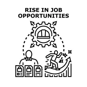 Employee navigating a rising career path with new opportunities Stock Illustration