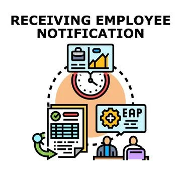 Employee notification system providing workplace support program Stock Illustration