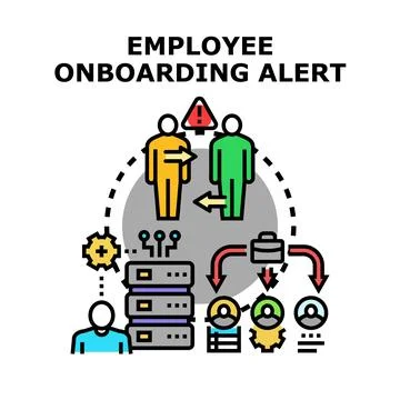 Employee onboarding alert detecting process problem Stock Illustration