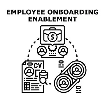 Employee onboarding enablement process for new staff recruitment Stock Illustration