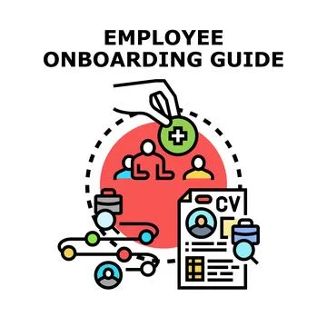 Employee onboarding guide finding new hires Illustrazione stock