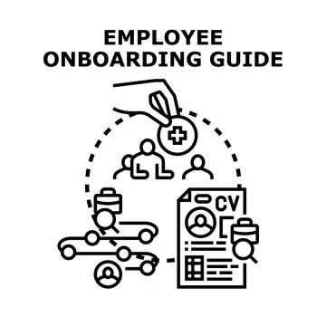Employee onboarding guide finding new hires Illustrazione stock