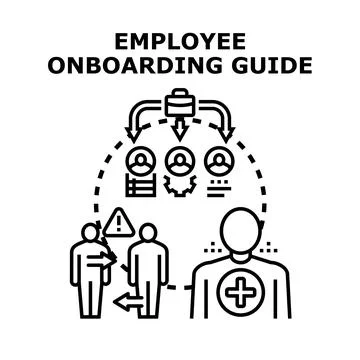 Employee onboarding guide process and new hire integration Illustrazione stock