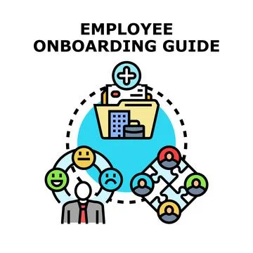 Employee onboarding guide process and integration program Stock Illustration