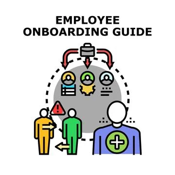 Employee onboarding guide process and new hire integration Stock Illustration