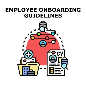 Employee onboarding guidelines process human resources concept Stock Illustration