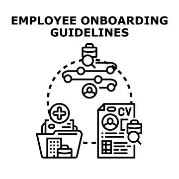 Employee onboarding guidelines process human resources concept Stock Illustration