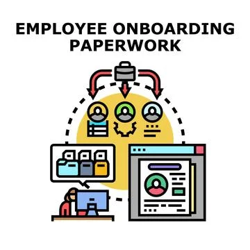 Employee onboarding paperwork process vector illustration Stock Illustration