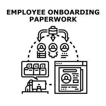 Employee onboarding paperwork process vector illustration Illustrazione stock