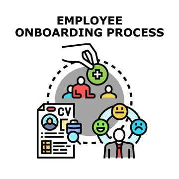 Employee onboarding process creating positive work culture Stock Illustration