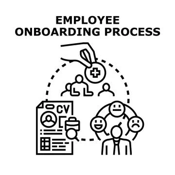Employee onboarding process creating positive work culture Stock Illustration