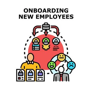 Employee onboarding process developing new workers concept 库存插图