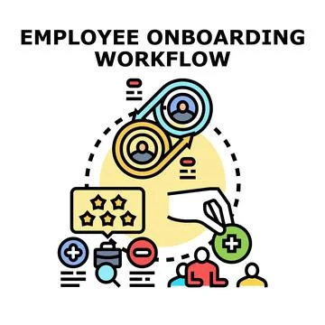 Employee onboarding process flow recruiting talent Stock Illustration