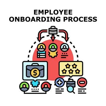 Employee onboarding process startup introduction period Stock Illustration