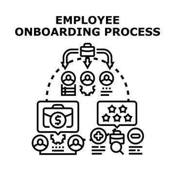 Employee onboarding process startup introduction period Stock Illustration